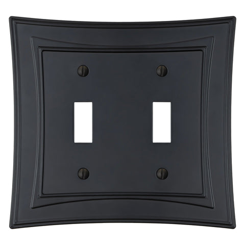Modern Biba Matte Black Cast - 2 Toggle Wallplate - Wallplate Warehouse 96TTMB - B 070686015414 2 Toggle