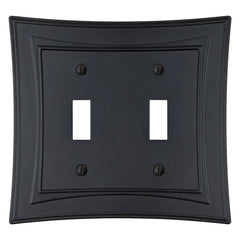 Modern Biba Matte Black Cast - 2 Toggle Wallplate