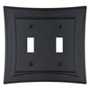 Modern Biba Matte Black Cast - 2 Toggle Wallplate - Wallplate Warehouse 96TTMB - B 070686015414 2 Toggle