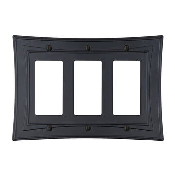 Modern Biba Matte Black Cast - 3 Rocker Wallplate - Wallplate Warehouse 96RRRMB - B 070686015469 3 Rocker