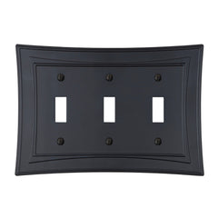 Modern Biba Matte Black Cast - 3 Toggle Wallplate
