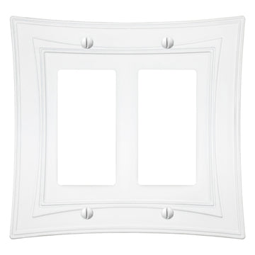 Modern Biba Matte White Cast - 2 Rocker Wallplate - Wallplate Warehouse 96RRMW - B 070686015520 2 Rocker