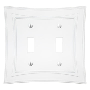 Modern Biba Matte White Cast - 2 Toggle Wallplate - Wallplate Warehouse 96TTMW - B 070686015483 2 Toggle