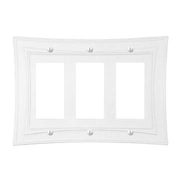 Modern Biba Matte White Cast - 3 Rocker Wallplate - Wallplate Warehouse 96RRRMW - B 070686015537 3 Rocker