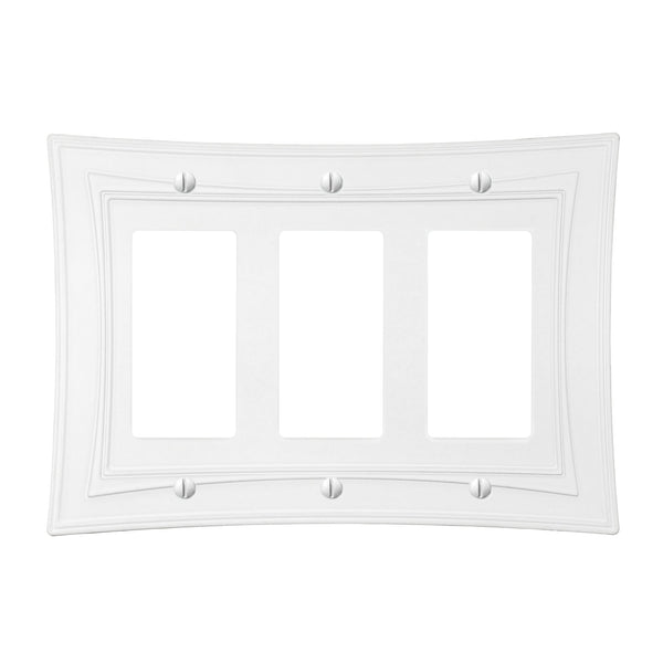 Modern Biba Matte White Cast - 3 Rocker Wallplate - Wallplate Warehouse 96RRRMW - B 070686015537 3 Rocker