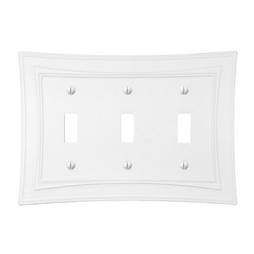 Modern Biba Matte White Cast - 3 Toggle Wallplate - Wallplate Warehouse 96TTTMW - B 070686015490 3 Toggle