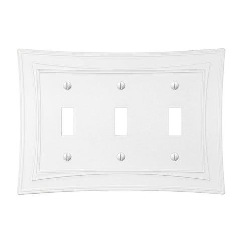 Modern Biba Matte White Cast - 3 Toggle Wallplate - Wallplate Warehouse 96TTTMW - B 070686015490 3 Toggle