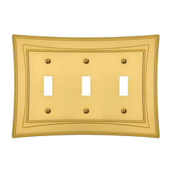 Modern Biba Satin Gold Cast - 3 Toggle Wallplate