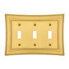 Modern Biba Satin Gold Cast - 3 Toggle Wallplate - Wallplate Warehouse 96TTTSG - B 070686015353 3 Toggle