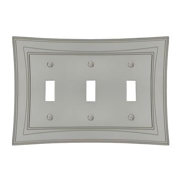 Modern Biba Satin Nickel Cast - 3 Toggle Wallplate - Wallplate Warehouse 96TTTN - B 070686015568 3 Toggle