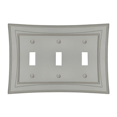 Modern Biba Satin Nickel Cast - 3 Toggle Wallplate - Wallplate Warehouse 96TTTN - B 070686015568 3 Toggle