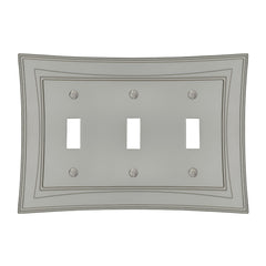 Modern Biba Satin Nickel Cast - 3 Toggle Wallplate