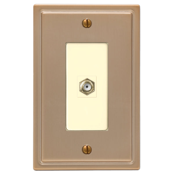 Moderne Brushed Bronze Steel - 1 Cable Jack Wallplate - Wallplate Warehouse 148CXBZ 070686587225 Cable Jacks