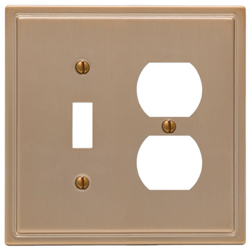 Moderne Brushed Bronze Steel - 1 Toggle / 1 Duplex Wallplate - Wallplate Warehouse 148TDBZ 070686587164 1 Toggle / 1 Duplex