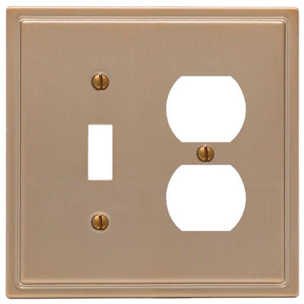 Moderne Brushed Bronze Steel - 1 Toggle / 1 Duplex Wallplate - Wallplate Warehouse 148TDBZ 070686587164 1 Toggle / 1 Duplex