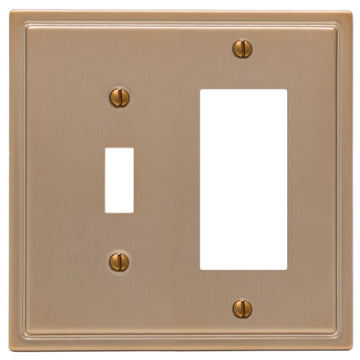 Moderne Brushed Bronze Steel - 1 Toggle / 1 Rocker Wallplate - Wallplate Warehouse 148TRBZ 070686587201 1 Toggle / 1 Rocker