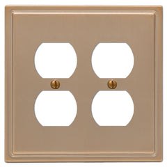 Moderne Brushed Bronze Steel - 2 Duplex Wallplate