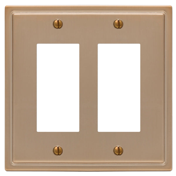 Moderne Brushed Bronze Steel - 2 Rocker Wallplate - Wallplate Warehouse 148RRBZ 070686587188 2 Rocker