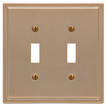 Moderne Brushed Bronze Steel - 2 Toggle Wallplate - Wallplate Warehouse 148TTBZ 070686587126 2 Toggle