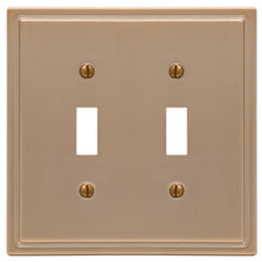 Moderne Brushed Bronze Steel - 2 Toggle Wallplate