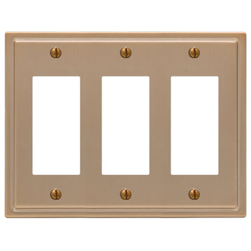 Moderne Brushed Bronze Steel - 3 Rocker Wallplate - Wallplate Warehouse 148RRRBZ 070686587195 3 Rocker