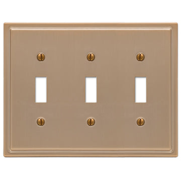 Moderne Brushed Bronze Steel - 3 Toggle Wallplate - Wallplate Warehouse 148TTTBZ 070686587133 3 Toggle
