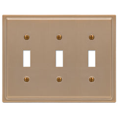 Moderne Brushed Bronze Steel - 3 Toggle Wallplate