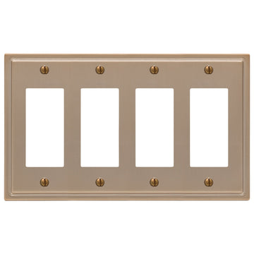 Moderne Brushed Bronze Steel - 4 Rocker Wallplate - Wallplate Warehouse 148R4BZ - B 070686020098 4 Rocker
