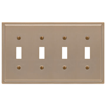 Moderne Brushed Bronze Steel - 4 Toggle Wallplate - Wallplate Warehouse 148T4BZ - B 070686020081 4 Toggle
