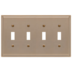 Moderne Brushed Bronze Steel - 4 Toggle Wallplate