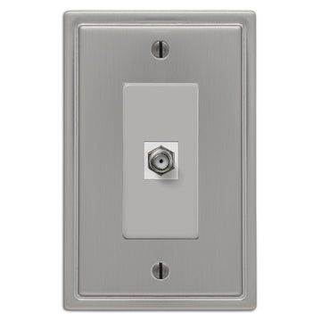 Moderne Brushed Nickel Steel - 1 Cable Jack Wallplate - Wallplate Warehouse 148CXBN 070686587096 Cable Jacks