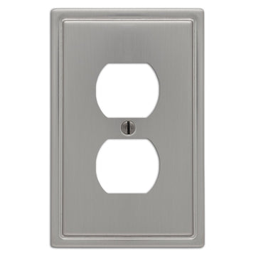 Moderne Brushed Nickel Steel - 1 Duplex Wallplate - Wallplate Warehouse 148DBN 070686586129 1 Duplex