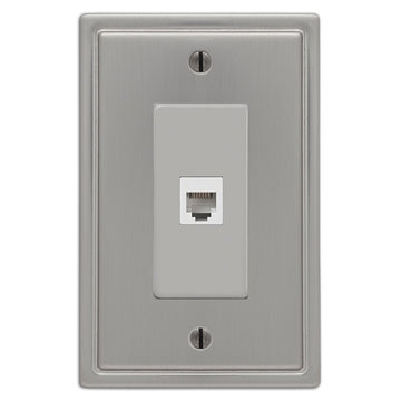Moderne Brushed Nickel Steel - 1 Phone Jack Wallplate - Wallplate Warehouse 148PHBN 070686587102 Phone Jacks