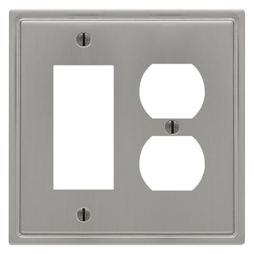 Moderne Brushed Nickel Steel - 1 Rocker / 1 Duplex Wallplate - Wallplate Warehouse 148RDBN - B 070686019962 1 Rocker / 1 Duplex