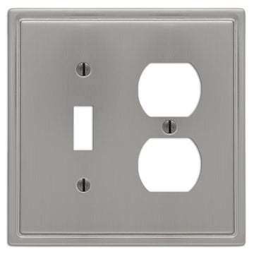 Moderne Brushed Nickel Steel - 1 Toggle / 1 Duplex Wallplate - Wallplate Warehouse 148TDBN 070686587041 1 Toggle / 1 Duplex