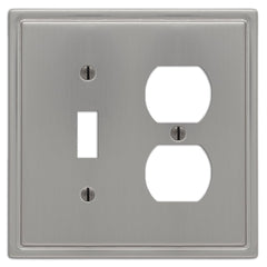 Moderne Brushed Nickel Steel - 1 Toggle / 1 Duplex Wallplate