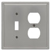 Moderne Brushed Nickel Steel - 1 Toggle / 1 Duplex Wallplate - Wallplate Warehouse 148TDBN 070686587041 1 Toggle / 1 Duplex