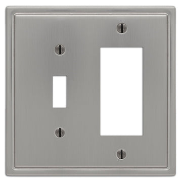 Moderne Brushed Nickel Steel - 1 Toggle / 1 Rocker Wallplate - Wallplate Warehouse 148TRBN 070686587072 1 Toggle / 1 Rocker