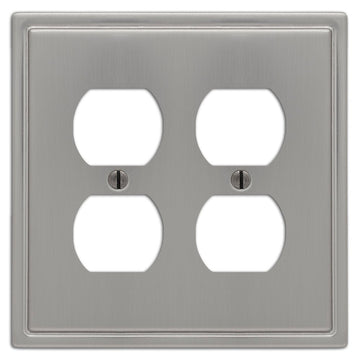 Moderne Brushed Nickel Steel - 2 Duplex Wallplate - Wallplate Warehouse 148DDBN 070686587034 2 Duplex