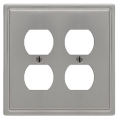 Moderne Brushed Nickel Steel - 2 Duplex Wallplate