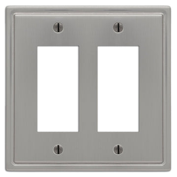 Moderne Brushed Nickel Steel - 2 Rocker Wallplate - Wallplate Warehouse 148RRBN 070686587058 2 Rocker