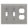 Moderne Brushed Nickel Steel - 2 Toggle / 1 Duplex Wallplate - Wallplate Warehouse 148TTDBN - B 070686019986 2 Toggle / 1 Duplex