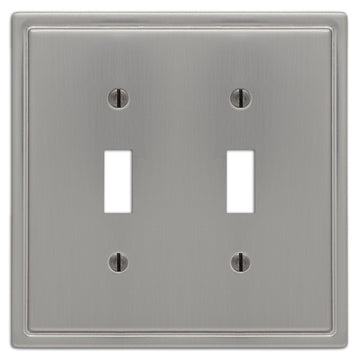 Moderne Brushed Nickel Steel - 2 Toggle Wallplate - Wallplate Warehouse 148TTBN 070686586143 2 Toggle