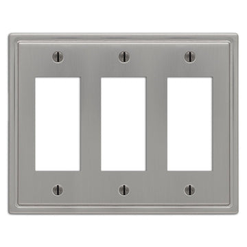 Moderne Brushed Nickel Steel - 3 Rocker Wallplate - Wallplate Warehouse 148RRRBN 070686587065 3 Rocker