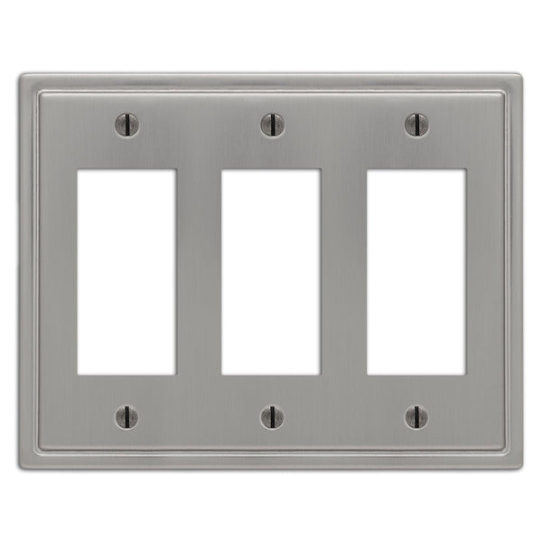 Moderne Brushed Nickel Steel - 3 Rocker Wallplate - Wallplate Warehouse 148RRRBN 070686587065 3 Rocker