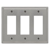 Moderne Brushed Nickel Steel - 3 Rocker Wallplate - Wallplate Warehouse 148RRRBN 070686587065 3 Rocker