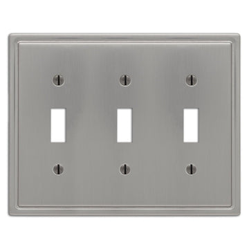 Moderne Brushed Nickel Steel - 3 Toggle Wallplate - Wallplate Warehouse 148TTTBN 070686587027 3 Toggle