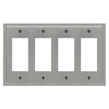 Moderne Brushed Nickel Steel - 4 Rocker Wallplate - Wallplate Warehouse 148R4BN - B 070686020012 4 Rocker
