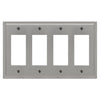 Moderne Brushed Nickel Steel - 4 Rocker Wallplate - Wallplate Warehouse 148R4BN - B 070686020012 4 Rocker
