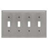Moderne Brushed Nickel Steel - 4 Toggle Wallplate - Wallplate Warehouse 148T4BN - B 070686020005 4 Toggle